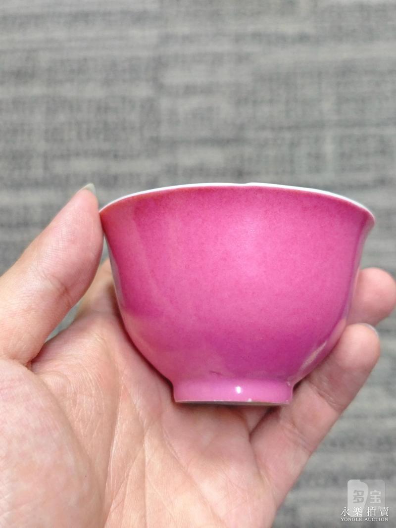 清雍正 胭脂红釉杯 - 图7